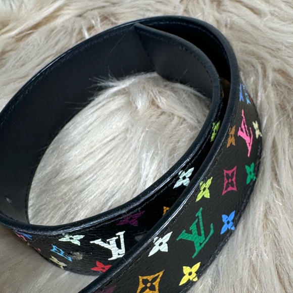 Authentic Louis Vuitton Murakami Black Monogram Belt Size 75 XS - Picture 7 of 13
